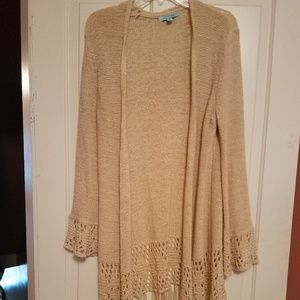 Oatmeal knit tassel cardigan sweater
